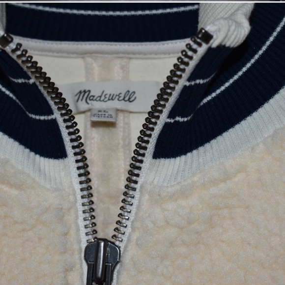- Madewell Sherpa Varsity Bomber Jacket - Picture 6 of 9